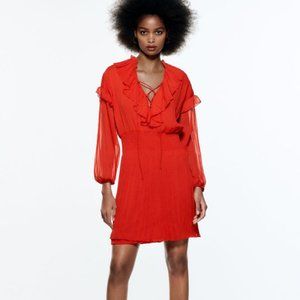 ZARA SHORT RUFFLED DRESS BRAND NEW WITH TAGS XS